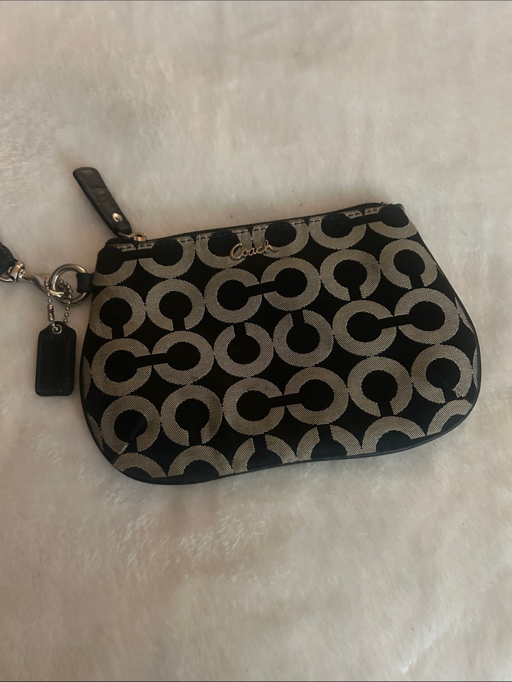 Coach Black and Silver Signature Wristlet